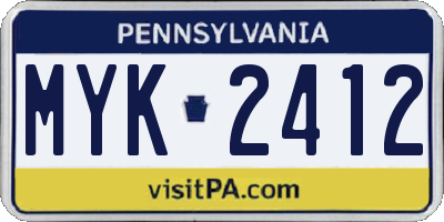 PA license plate MYK2412