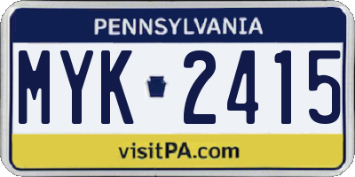 PA license plate MYK2415