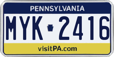 PA license plate MYK2416