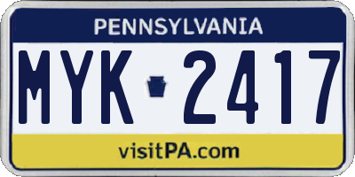 PA license plate MYK2417