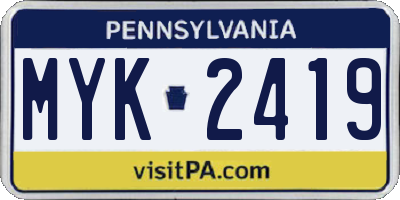 PA license plate MYK2419