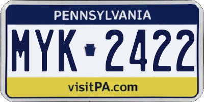 PA license plate MYK2422