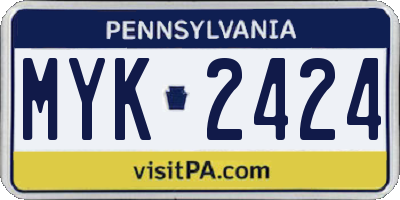 PA license plate MYK2424