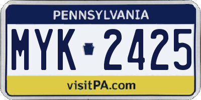 PA license plate MYK2425