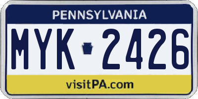 PA license plate MYK2426