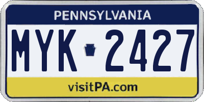 PA license plate MYK2427