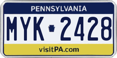 PA license plate MYK2428
