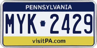 PA license plate MYK2429