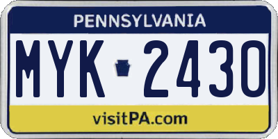 PA license plate MYK2430