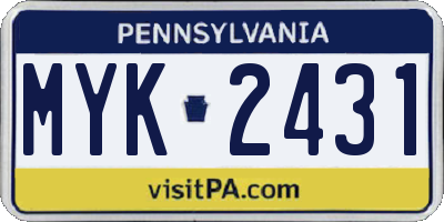 PA license plate MYK2431