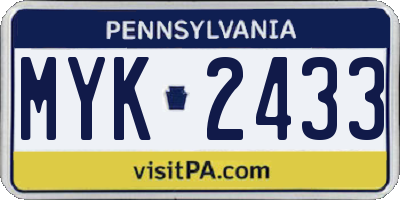 PA license plate MYK2433