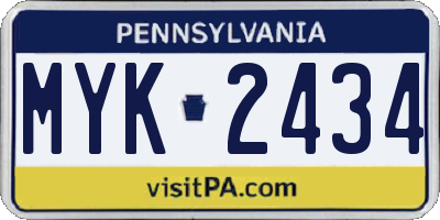 PA license plate MYK2434
