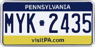 PA license plate MYK2435
