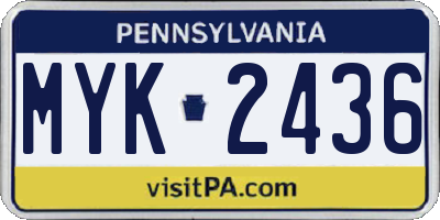 PA license plate MYK2436