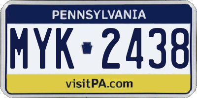 PA license plate MYK2438