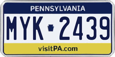 PA license plate MYK2439