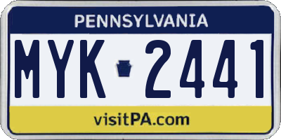 PA license plate MYK2441