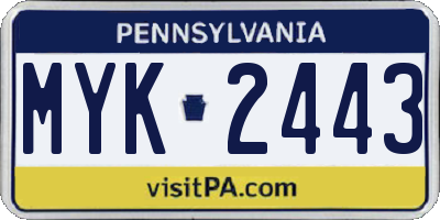 PA license plate MYK2443