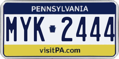 PA license plate MYK2444