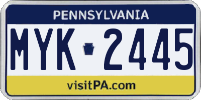 PA license plate MYK2445