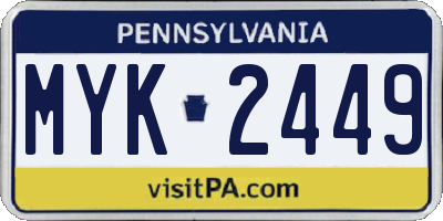 PA license plate MYK2449