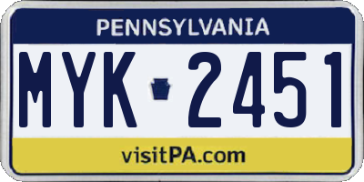 PA license plate MYK2451