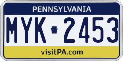 PA license plate MYK2453