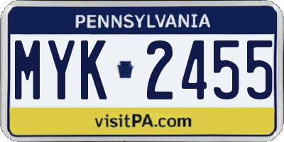 PA license plate MYK2455
