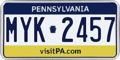 PA license plate MYK2457