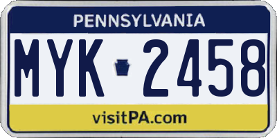 PA license plate MYK2458