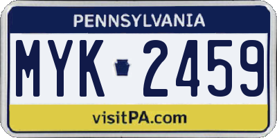 PA license plate MYK2459