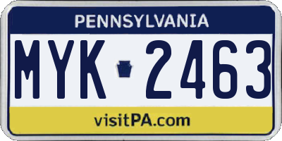 PA license plate MYK2463