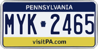 PA license plate MYK2465