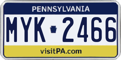 PA license plate MYK2466