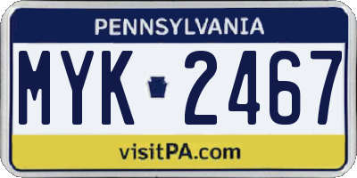 PA license plate MYK2467