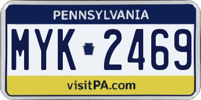 PA license plate MYK2469