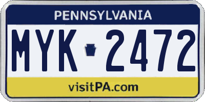 PA license plate MYK2472
