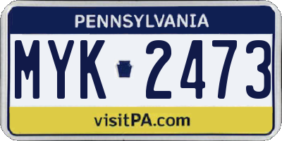 PA license plate MYK2473