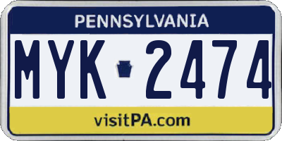 PA license plate MYK2474