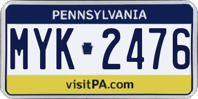 PA license plate MYK2476