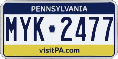 PA license plate MYK2477