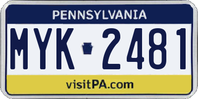 PA license plate MYK2481