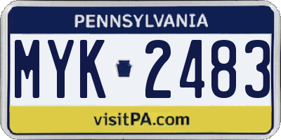 PA license plate MYK2483