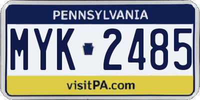 PA license plate MYK2485