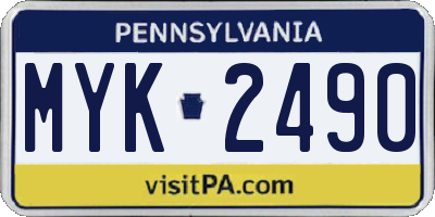 PA license plate MYK2490