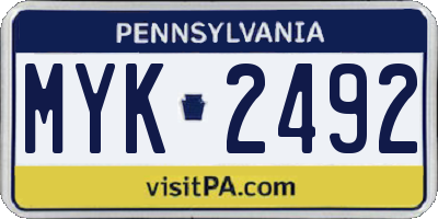 PA license plate MYK2492