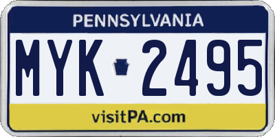 PA license plate MYK2495