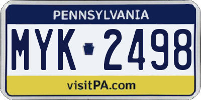 PA license plate MYK2498