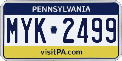 PA license plate MYK2499