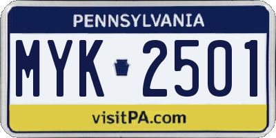 PA license plate MYK2501